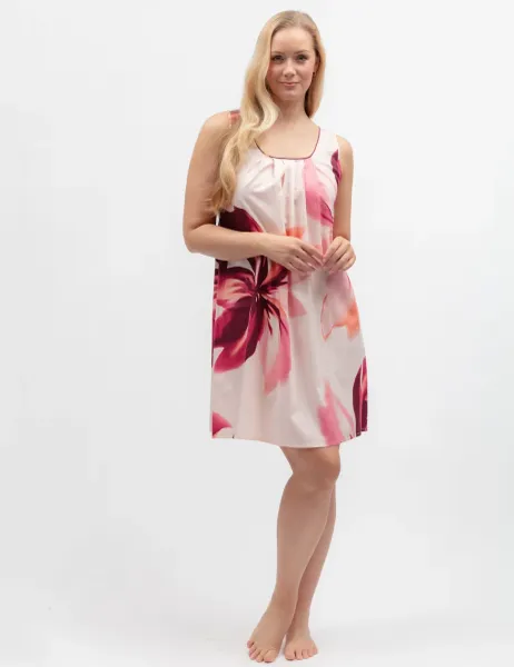 Cyberjammies Cotton Modal Floral Pleat Front Nightie Pink Mix