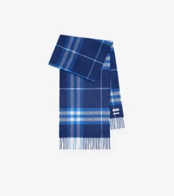 Check Cashmere Scarf in Torrent blue
