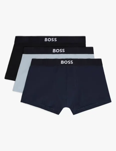 Boss 3 Pack Cotton Rich Trunks Blue Mix