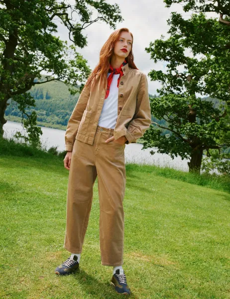 White Stuff Aubrey Cotton Rich Cord Barrel Leg Trousers Green