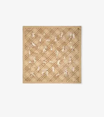 Check Mates Silk Scarf in Finch beige