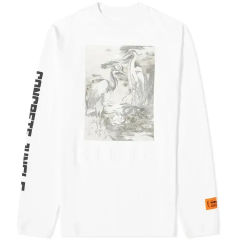 Long Sleeve Pencil Birds Print Tee