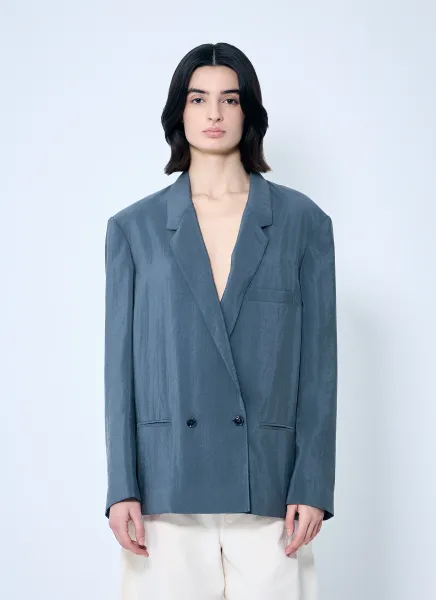 Soft Tailored Double-Breasted Blazer