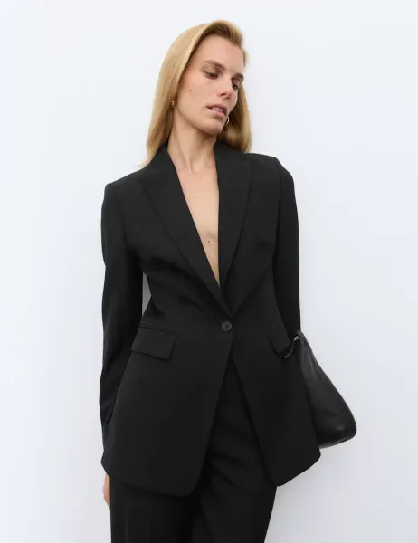 Autograph Pure Wool Tailored Single-Breasted Blazer Black