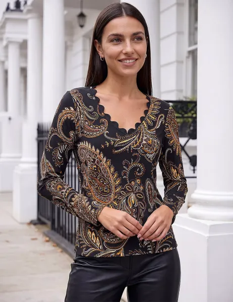 Roman Paisley Top Gold