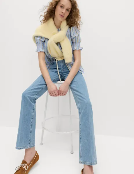 Marks & Spencer High Waisted Flared Jeans Medium Indigo
