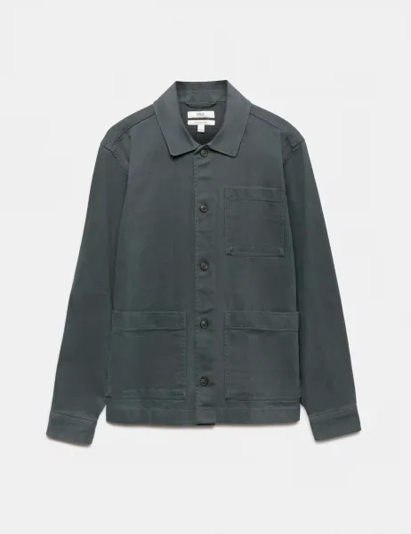 Marks & Spencer Regular Fit Pure Cotton Twill Overshirt Dark Teal