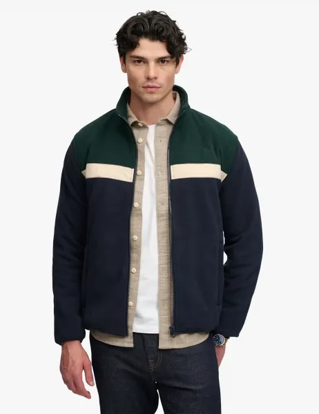 Superdry & Co Fleece Colour Block Zip Up Jacket Green