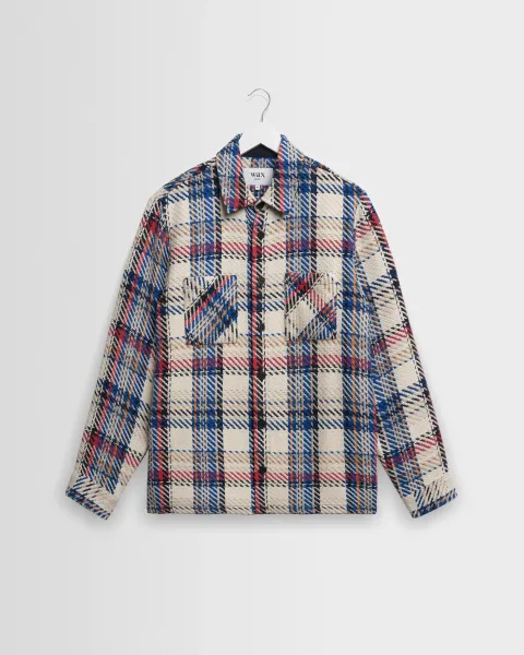 Whiting - Ecru and Red Jazz Weave Check Overshirt