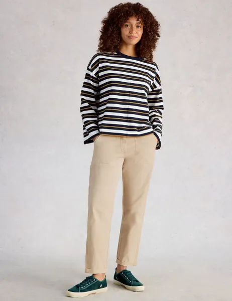 White Stuff Twister Tapered Ankle Grazer Chinos with Linen Natural