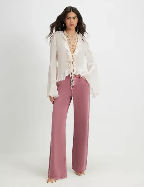 River Island High Waisted Straight Leg Jeans Green