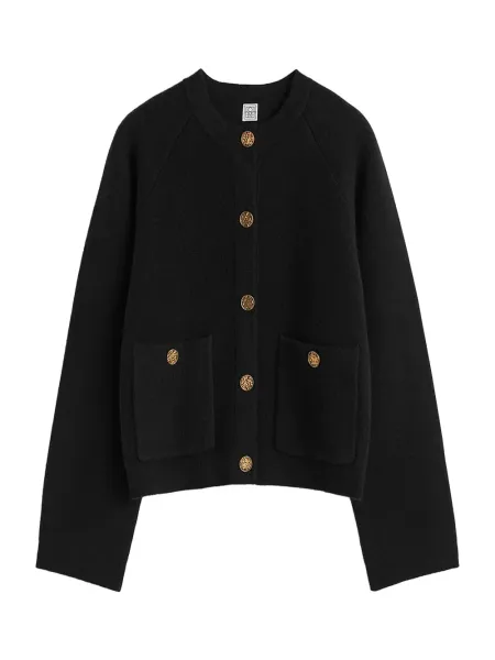 Hammered Button Cardigan Black