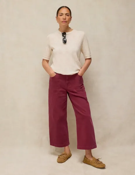 White Stuff Mid Rise Wide Leg Cropped Jeans Purple