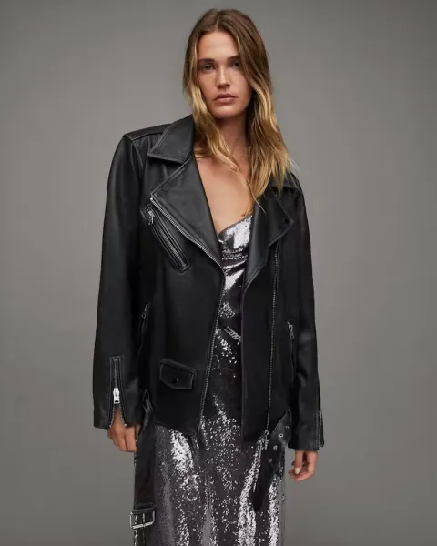 Billie Relaxed Leather Biker Jacket