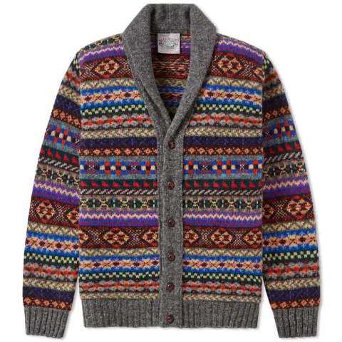 Jamieson's of Shetland Fair Isle Shawl Collar Cardigan