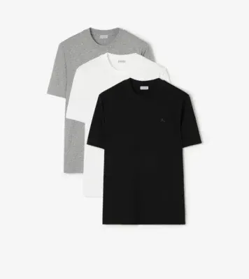 Three-pack Cotton T-shirt in Grey/black/white