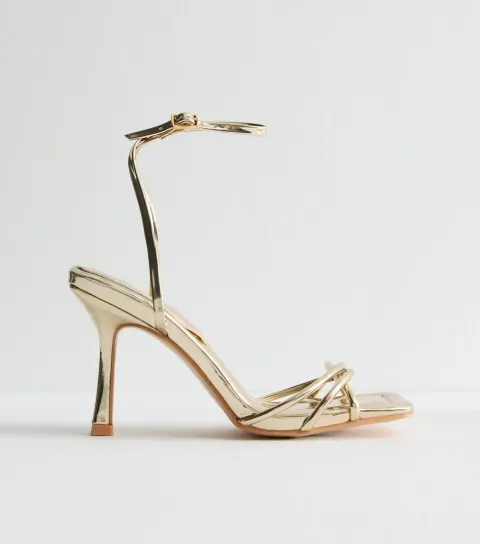 Public Desire Women's Fizzy Gold Metallic Faux Leather Sandals