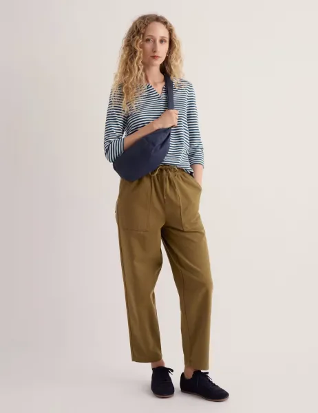 Seasalt Cornwall Pure Cotton Striped Notch Neck Top Navy Mix