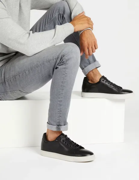 Jones Bootmaker Leather Lace-Up Trainers Black