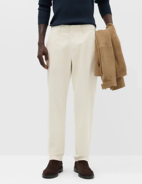 Marks & Spencer Regular Fit Corduroy Stretch Chinos Ecru