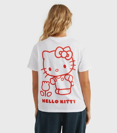 Women's Clothing White Hello Kitty Outline T-Shirt