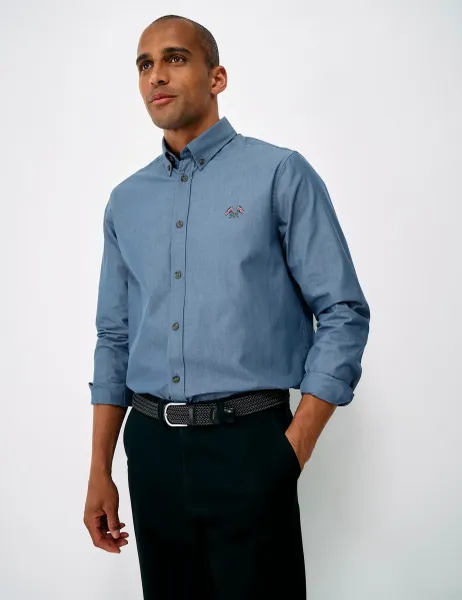 Crew Clothing Regular Fit Button Down Collar Denim Shirt