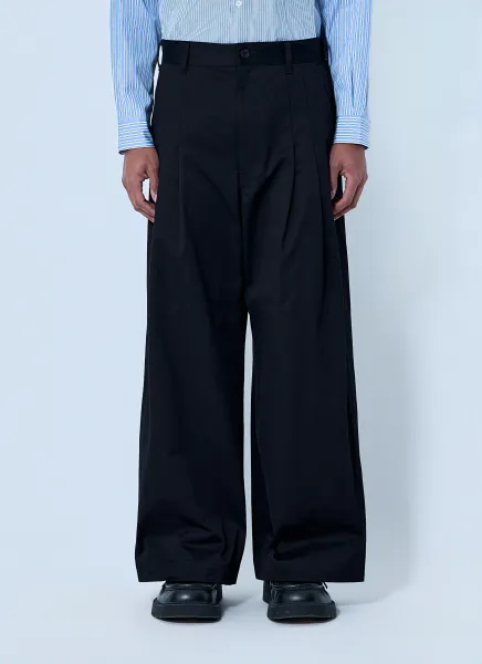 Wide-Leg Pleated Trousers