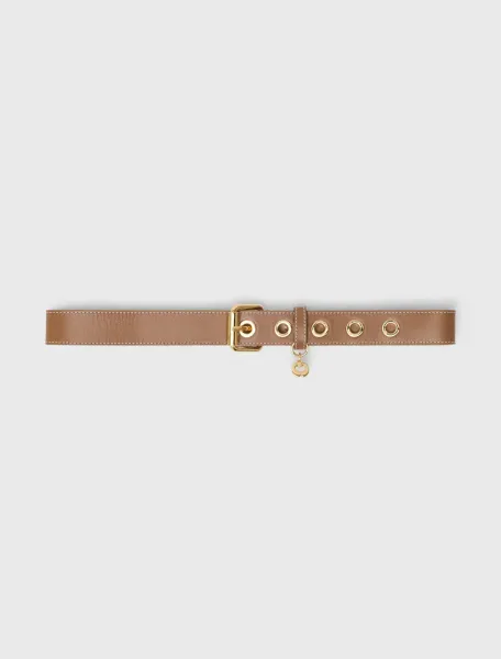 Leather belt with eyelets