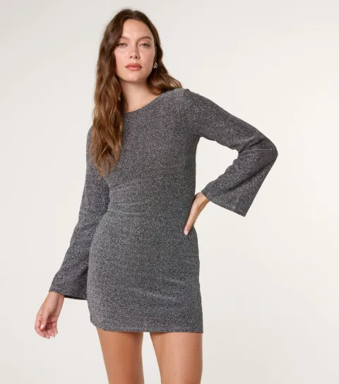 Women's Black Glitter Mini Dress