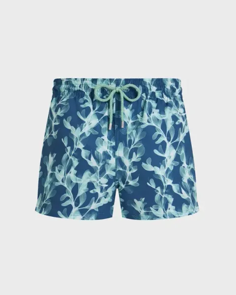 Vilebrequin Men Short Stretch Swim Shorts X-ray Seaweed