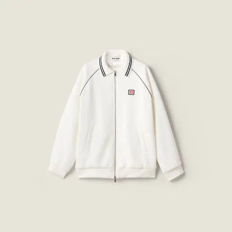 Bonded cotton piqué blouson jacket