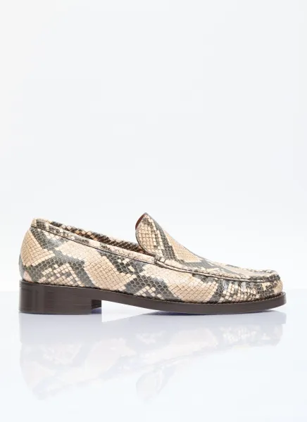 Snake-Embossed Loafers