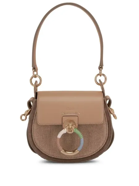 Tess Ring-Embellished Shoulder Bag Argyle Brown