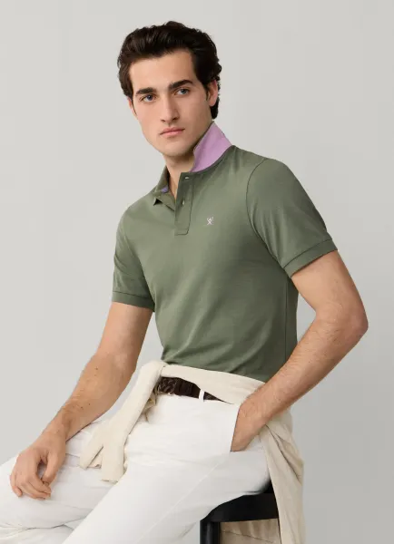 Slim Fit Short Sleeve Logo Pique Polo