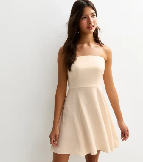 Women's Stone Linen Look Belted Mini Dress