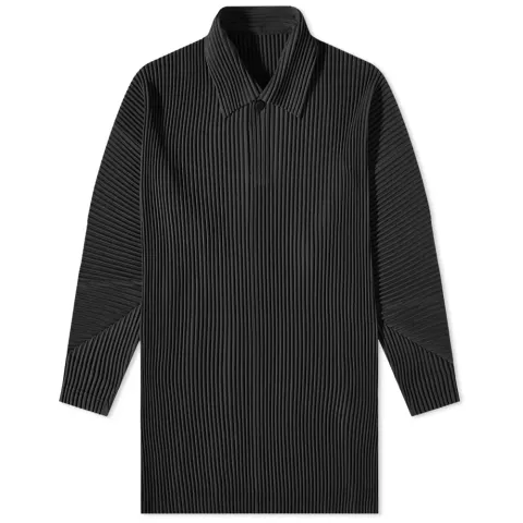 Pleated Long Sleeve Polo