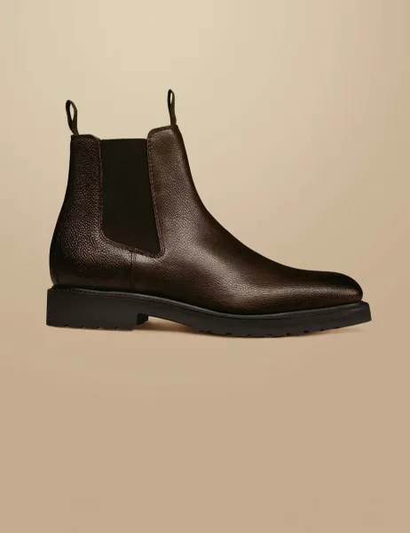 Charles Tyrwhitt Leather Chelsea Boots Chocolate