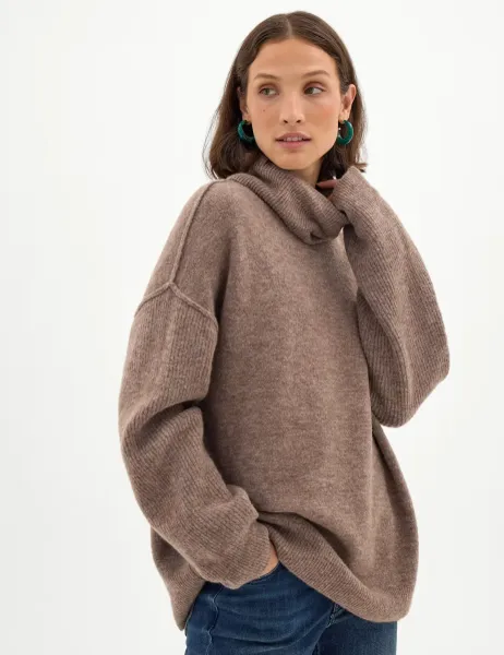 HUSH Wool Blend Textured Roll Neck Jumper