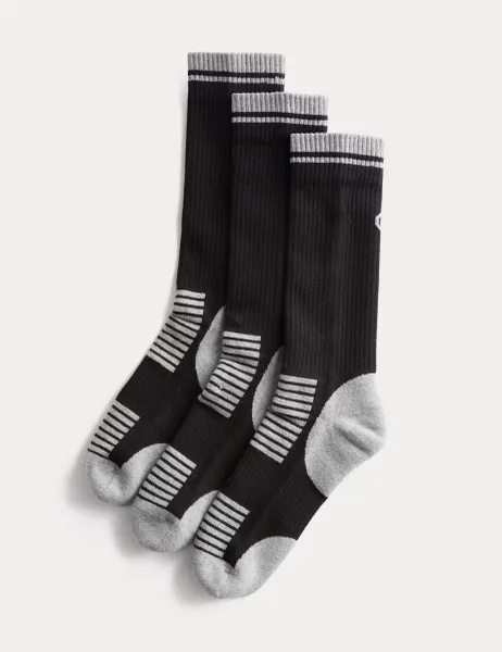 Goodmove 3 Pack Cool & Fresh Reflective Cushioned Socks Black Mix