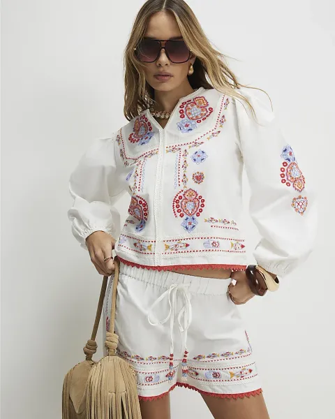 River Island Embroidered Long Sleeve Blouse
