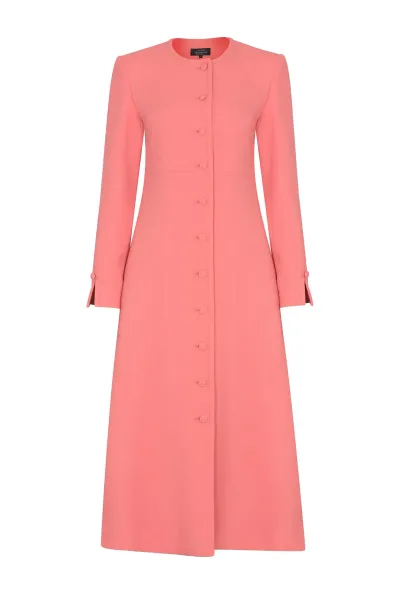 Sienna Coat in Watermelon Double Wool Crepe