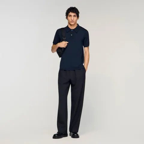 SANDRO Short-sleeve knitted polo shirt