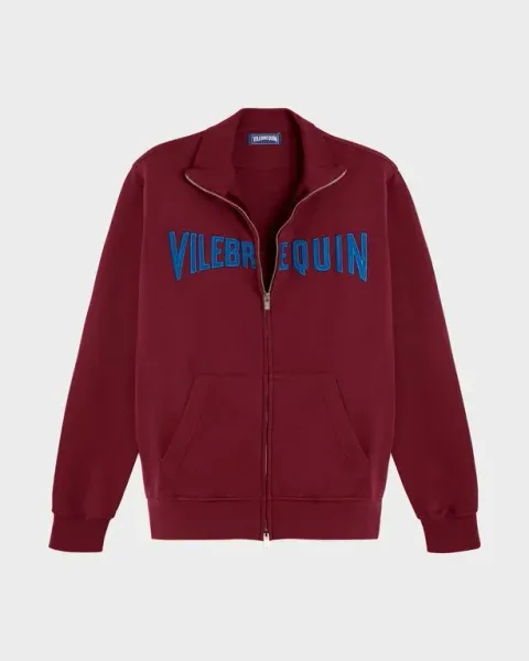 Vilebrequin Men Full Zip Sweatshirt Embroidered Velvet Logo