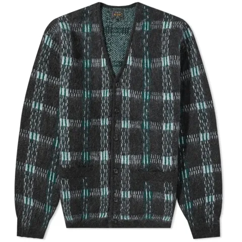 Check Jacquard Mohair Cardigan