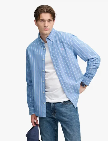 Superdry & Co Relaxed Fit Preppy Oxford Long Sleeve Shirt Blue