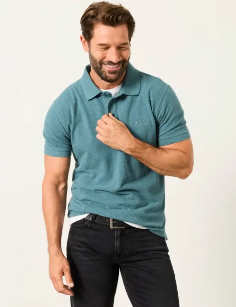 FatFace Pure Cotton Pique Polo Shirt Dark Teal