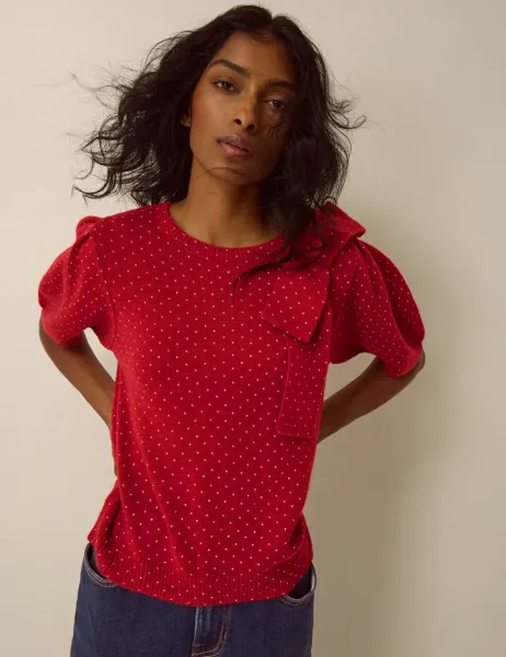 Monsoon Crew Neck Jumper with Wool Red Mix
