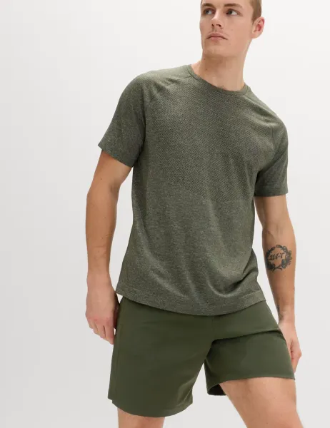 Goodmove Regular Fit 7 Inch Stretch Sports Shorts Dark Khaki
