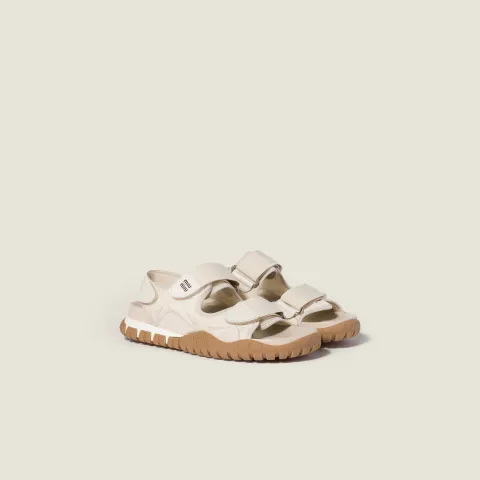 Tyre technical fabric and suede sandals