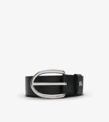 Leather Oval Belt in Black